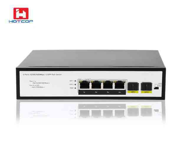 4-Port 10/100/1000T PoE + 2-Port 1000X SFP Ethernet Switch 